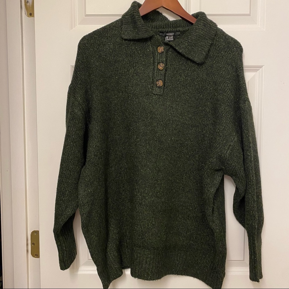 Marled Half-Buttoned Sweater - Picture 2 of 7